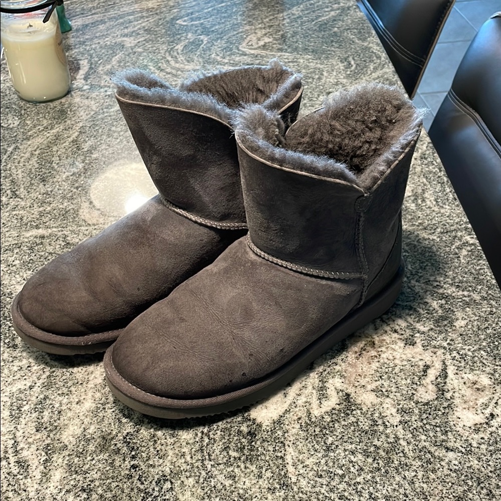 Gray Winter Rain Boots with Shearling Lining